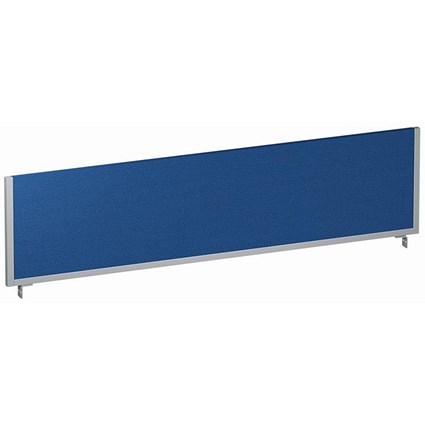 Impulse Bench Desk Screen, 1600mm Wide, Silver Frame, Blue