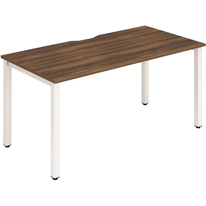 Evolve Plus 1600mm Single Starter Office Bench Desk Walnut Top White Frame
