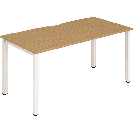Evolve Plus 1600mm Single Starter Office Bench Desk Oak Top White Frame