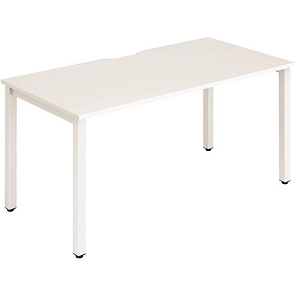 Impulse 1 Person Bench Desk, 1400mm (800mm Deep), White Frame, White