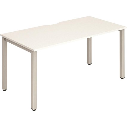 Evolve Plus 1400mm Single Starter Office Bench Desk White Top Silver Frame Evolve Plus 1400mm Single Starter Office Bench Desk White Top Silver Frame