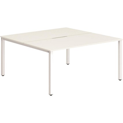 Evolve Plus 1400mm B2B 2 Person Office Bench Desk White Top White Frame