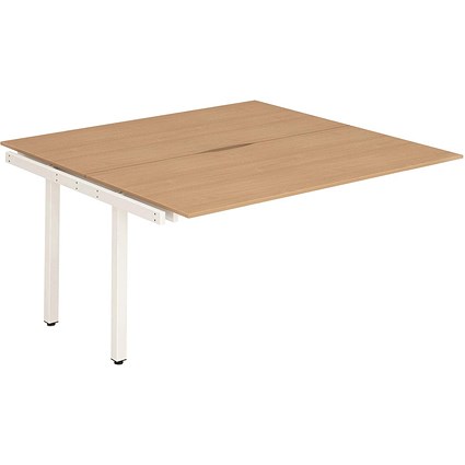 Evolve Plus 1400mm B2B Office Bench Desk Ext Kit Beech Top White Frame