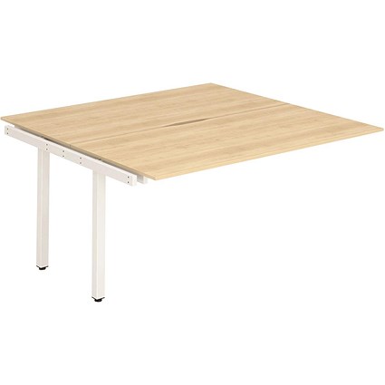 Impulse 2 Person Bench Desk Extension, Back to Back, 2 x 1400mm (800mm Deep), White Frame, Maple