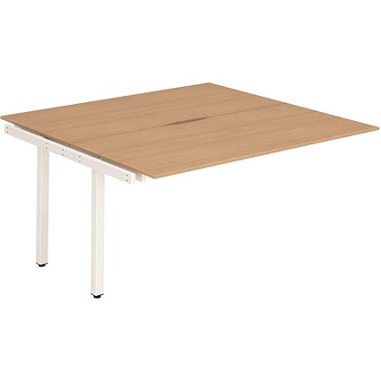 Impulse 2 Person Bench Desk Extension, Back to Back, 2 x 1200mm (800mm Deep), White Frame, Beech