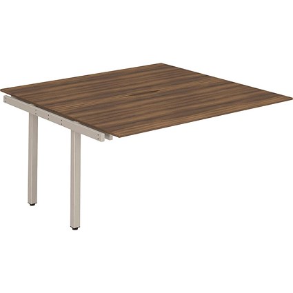Evolve Plus 1400mm B2B Office Bench Desk Ext Kit Walnut Top Silver Frame