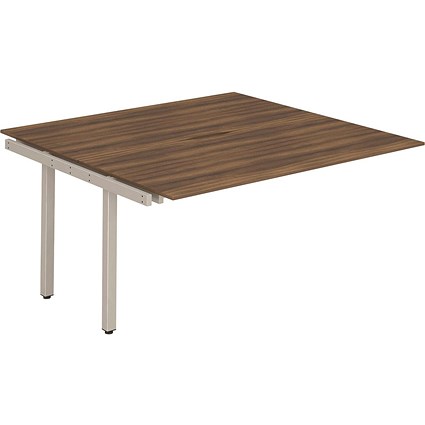 Impulse 2 Person Bench Desk Extension, Back to Back, 2 x 1200mm (800mm Deep), Silver Frame, Walnut