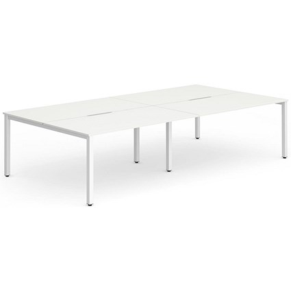 Evolve Plus 1600mm B2B 4 Person Office Bench Desk White Top White Frame