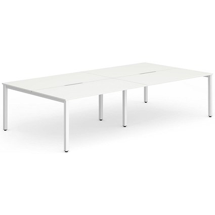 Evolve Plus 1400mm B2B 4 Person Office Bench Desk White Top White Frame