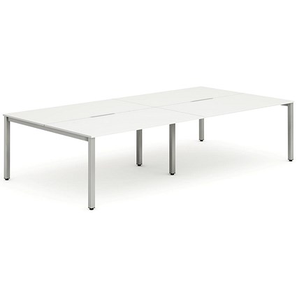 Evolve Plus 1200mm B2B 4 Person Office Bench Desk White Top Silver Frame