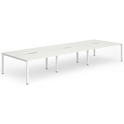 Evolve Plus 1600mm B2B 6 Person Office Bench Desk White Top White Frame