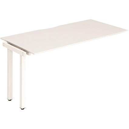 Impulse 1 Person Bench Desk Extension, 1400mm (800mm Deep), White Frame, White