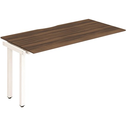 Evolve Plus 1400mm Single Row Office Bench Desk Ext Kit Walnut Top White Frame
