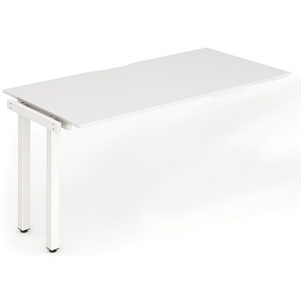Evolve Plus 1200mm Single Row Office Bench Desk Ext Kit White Top White Frame