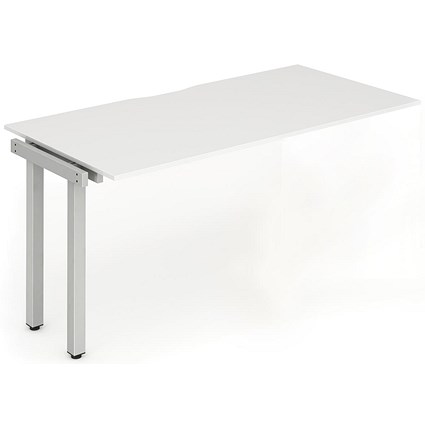 Evolve Plus 1600mm Single Row Office Bench Desk Ext Kit White Top Silver Frame