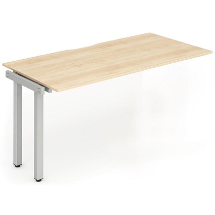 Evolve Plus 1600mm Single Row Office Bench Desk Ext Kit Maple Top Silver Frame