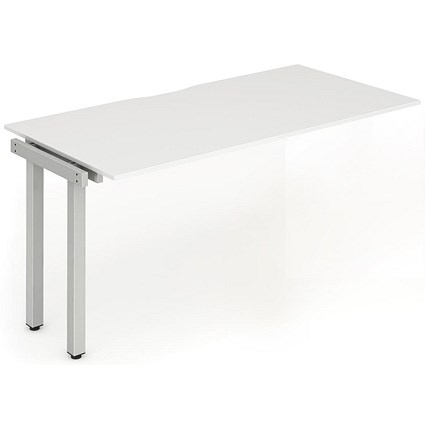 Evolve Plus 1200mm Single Row Office Bench Desk Ext Kit White Top Silver Frame Evolve Plus 1200mm Single Row Office Bench Desk Ext Kit White Top Silver Frame