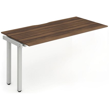 Evolve Plus 1200mm Single Row Office Bench Desk Ext Kit Walnut Top Silver Frame