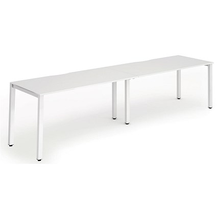 Evolve Plus 1600mm Single Row 2 Person Office Bench Desk White Top White Frame