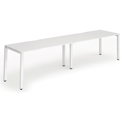 Evolve Plus 1400mm Single Row 2 Person Office Bench Desk White Top White Frame