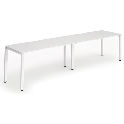 Evolve Plus 1200mm Single Row 2 Person Office Bench Desk White Top White Frame