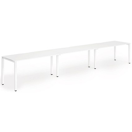 Evolve Plus 1600mm Single Row 3 Person Office Bench Desk White Top White Frame