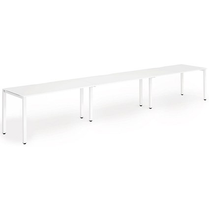 Evolve Plus 1200mm Single Row 3 Person Office Bench Desk White Top White Frame