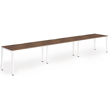 Evolve Plus 1200mm Single Row 3 Person Office Bench Desk Walnut Top White Frame