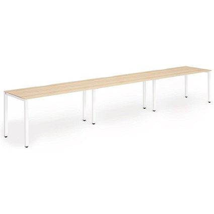 Evolve Plus 1200mm Single Row 3 Person Office Bench Desk Maple Top White Frame