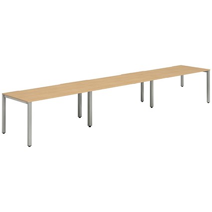 Evolve Plus 1200mm Single Row 3 Person Office Bench Desk Beech Top Silver Frame