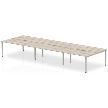 Evolve Plus 1200mm B2B 6 Person Office Bench Desk Grey Oak Top Silver Frame
