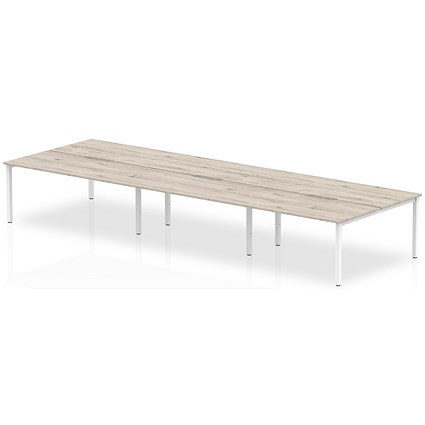 Evolve Plus 1200mm B2B 6 Person Office Bench Desk Grey Oak Top White Frame