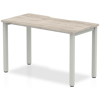 Evolve Plus 1200mm Single Starter Office Bench Desk Grey Oak Top Silver Frame Evolve Plus 1200mm Single Starter Office Bench Desk Grey Oak Top Silver Frame