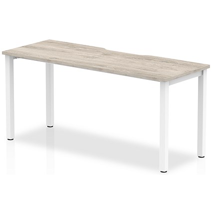 Evolve Plus 1600mm Single Starter Office Bench Desk Grey Oak Top White Frame
