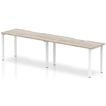 Evolve Plus 1400mm Single Row 2 Person Office Bench Desk Grey Oak Top White Frame