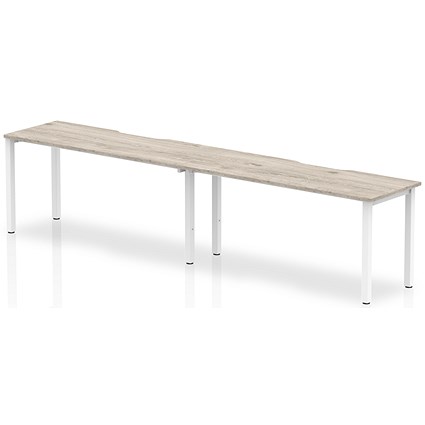 Evolve Plus 1600mm Single Row 2 Person Office Bench Desk Grey Oak Top White Frame