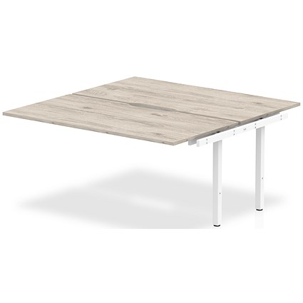 Impulse 2 Person Bench Desk Extension, Back to Back, 2 x 1600mm (800mm Deep), White Frame, Grey Oak