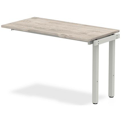 Evolve Plus 1200mm Single Row Office Bench Desk Ext Kit Grey Oak Top Silver Frame Evolve Plus 1200mm Single Row Office Bench Desk Ext Kit Grey Oak Top Silver Frame