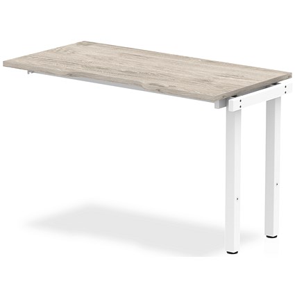 Evolve Plus 1200mm Single Row Office Bench Desk Ext Kit Grey Oak Top White Frame Evolve Plus 1200mm Single Row Office Bench Desk Ext Kit Grey Oak Top White Frame