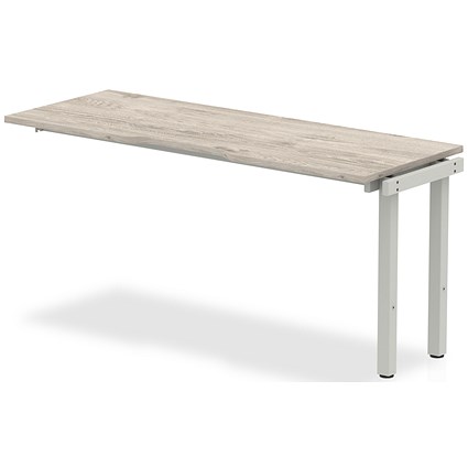 Impulse 1 Person Bench Desk Extension, 1600mm (800mm Deep), Silver Frame, Grey Oak