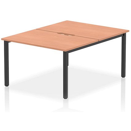 Evolve Plus 1200mm B2B 2 Person Office Bench Desk Beech Top Black Frame