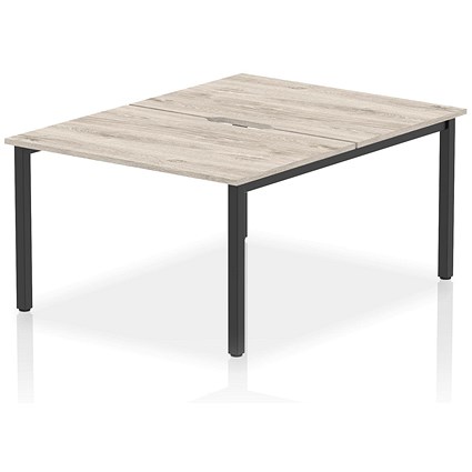 Evolve Plus 1200mm B2B 2 Person Office Bench Desk Grey Oak Top Black Frame