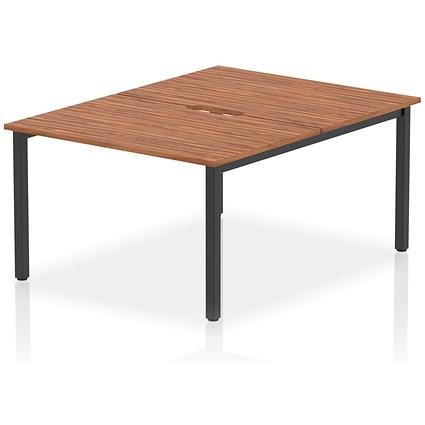 Evolve Plus 1200mm B2B 2 Person Office Bench Desk Walnut Top Black Frame