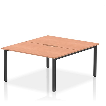 Evolve Plus 1400mm B2B 2 Person Office Bench Desk Beech Top Black Frame