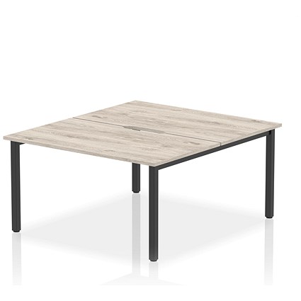 Evolve Plus 1400mm B2B 2 Person Office Bench Desk Grey Oak Top Black Frame