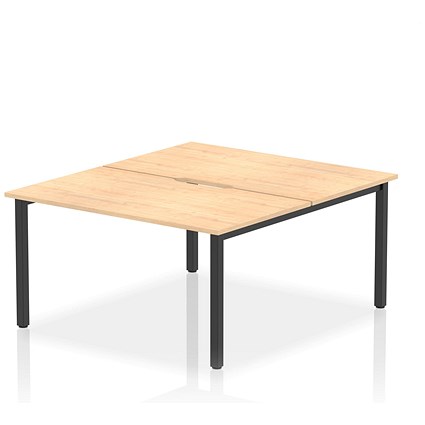 Evolve Plus 1400mm B2B 2 Person Office Bench Desk Maple Top Black Frame