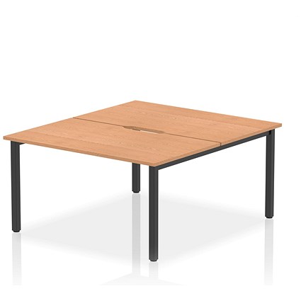 Evolve Plus 1400mm B2B 2 Person Office Bench Desk Oak Top Black Frame