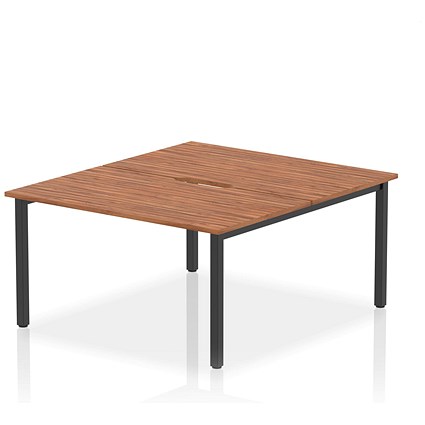 Evolve Plus 1400mm B2B 2 Person Office Bench Desk Walnut Top Black Frame