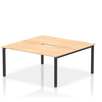 Evolve Plus 1600mm B2B 2 Person Office Bench Desk Maple Top Black Frame