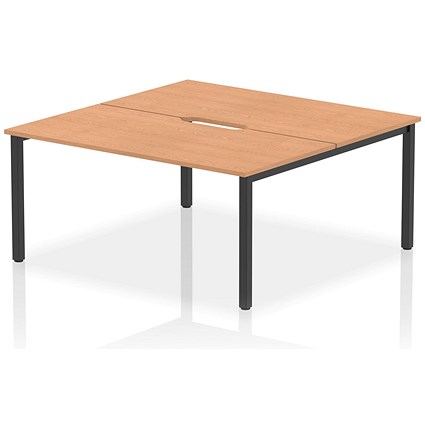 Evolve Plus 1600mm B2B 2 Person Office Bench Desk Oak Top Black Frame